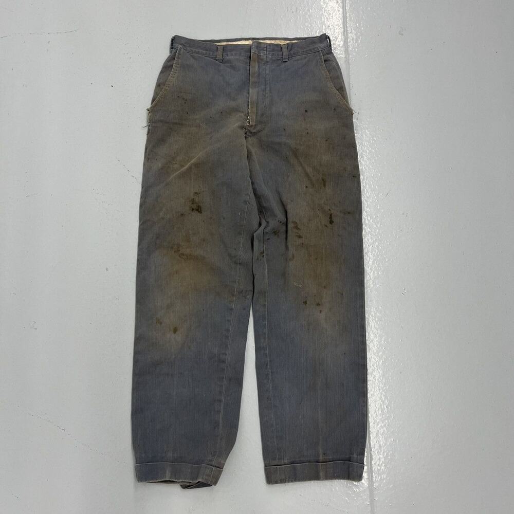 Vintage 50s Anvil Blue Pique Cotton Workwear Chinos 27x27